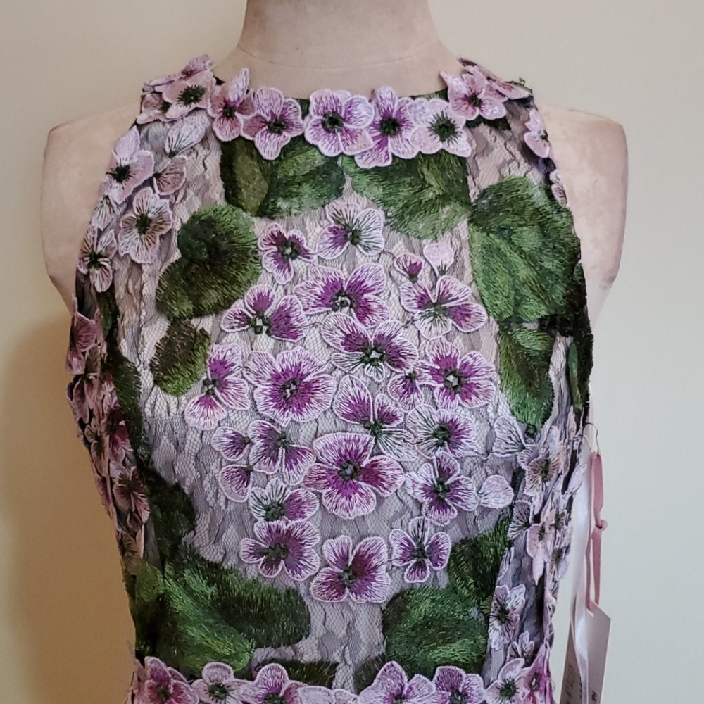 Alex Marie Purple floral embroidered Dress Size 4 - Picture 2 of 11